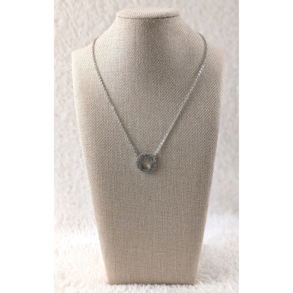 Disney Mickey Mouse Crystal Pave Necklace Silver Tone Adjustable Chain‎